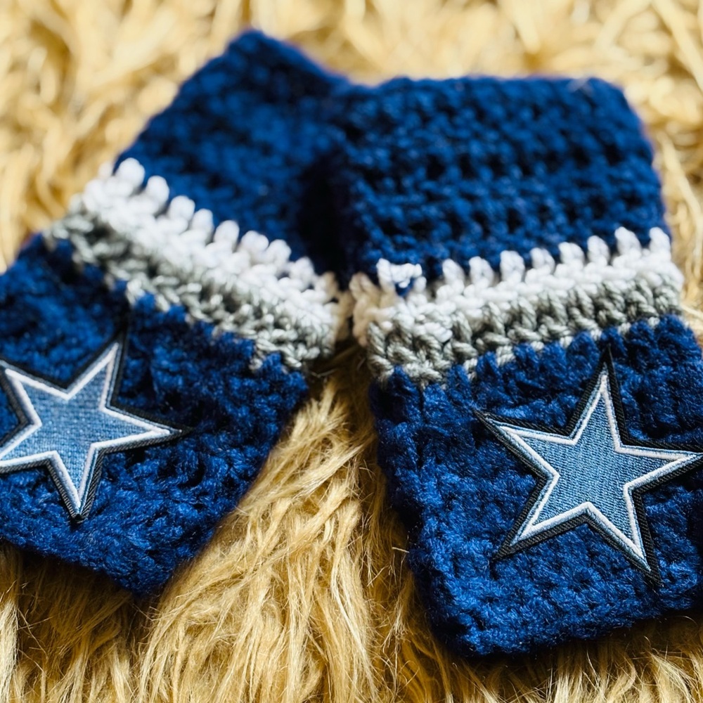 Dallas Cowboys Finger-less Wrist Warmers Handmade Size Teen-Adult